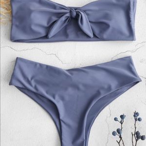 Tied Cutout Bandeau Bikini Set
